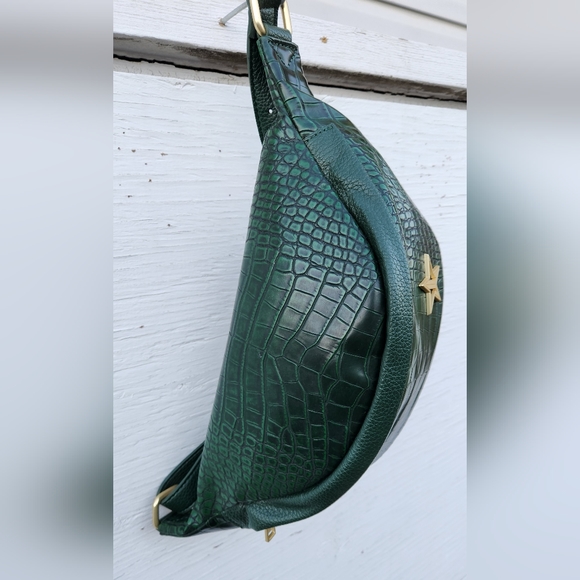 JEFFREE STAR BLOOD MONEY GREEN CROCODILE GATOR WAIST BAG - Picture 5 of 7